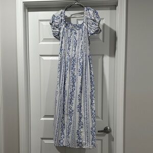 H&M White Dress with Blue Floral Design